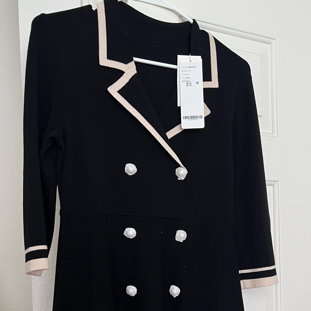 Black Double-Breasted Dress with Gold Buttons